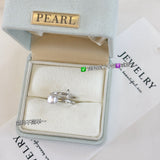 Silver Cross Pearl Ring Vintage Design Adjustable Band Boho Style