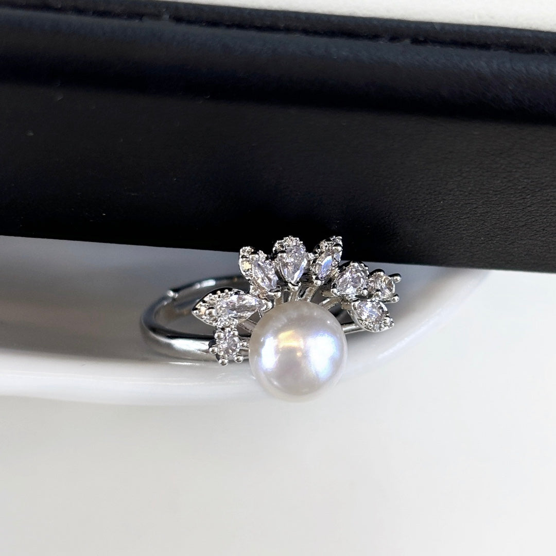 Nature's Whisper Pearl & Zirconia Ring | Adjustable Luxury for Everyday Radiance