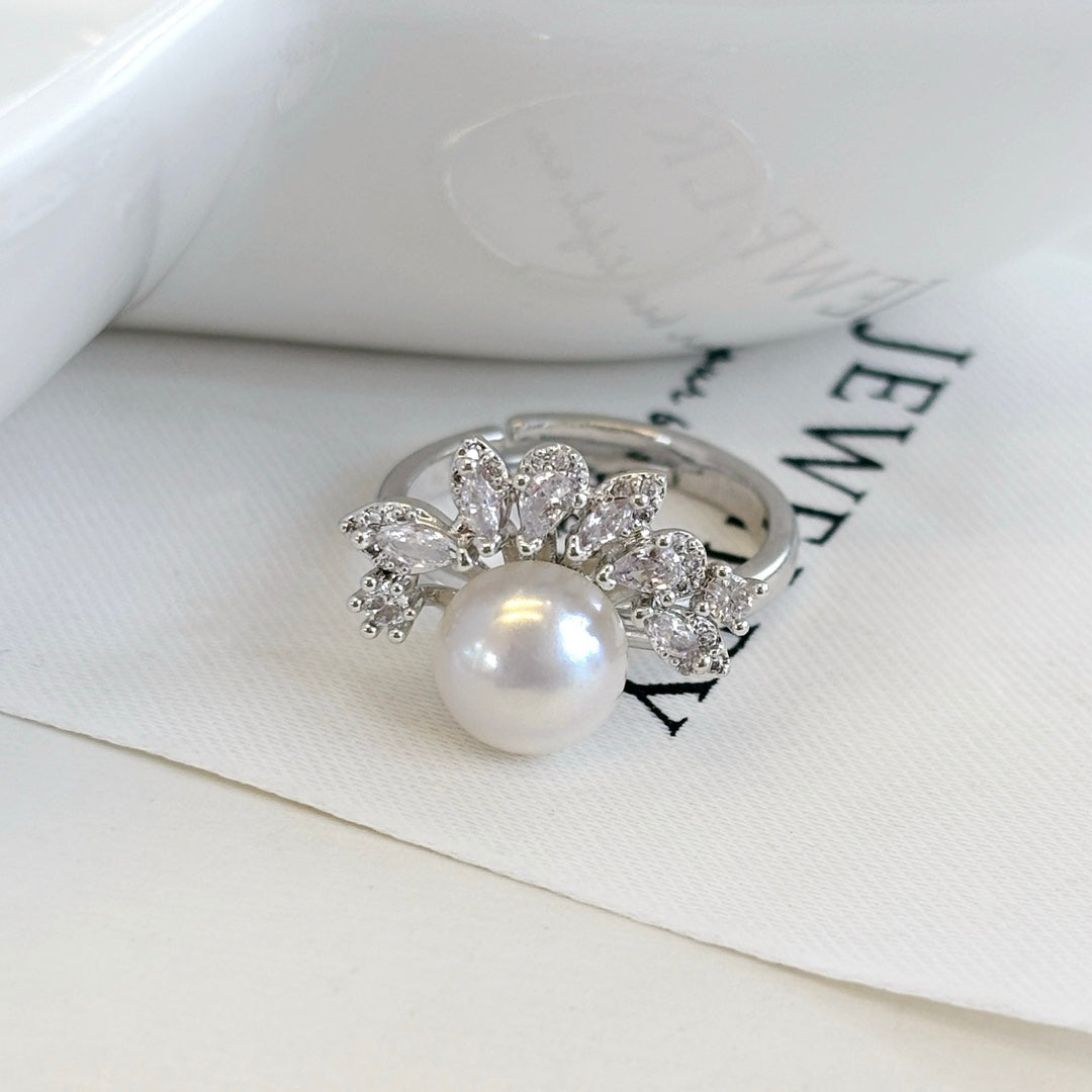 Nature's Whisper Pearl & Zirconia Ring | Adjustable Luxury for Everyday Radiance