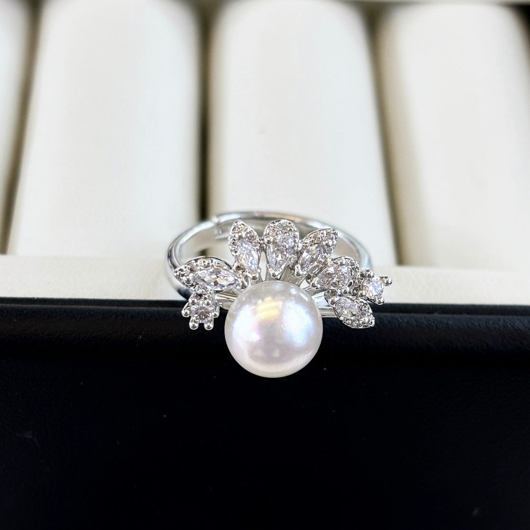 Nature's Whisper Pearl & Zirconia Ring | Adjustable Luxury for Everyday Radiance
