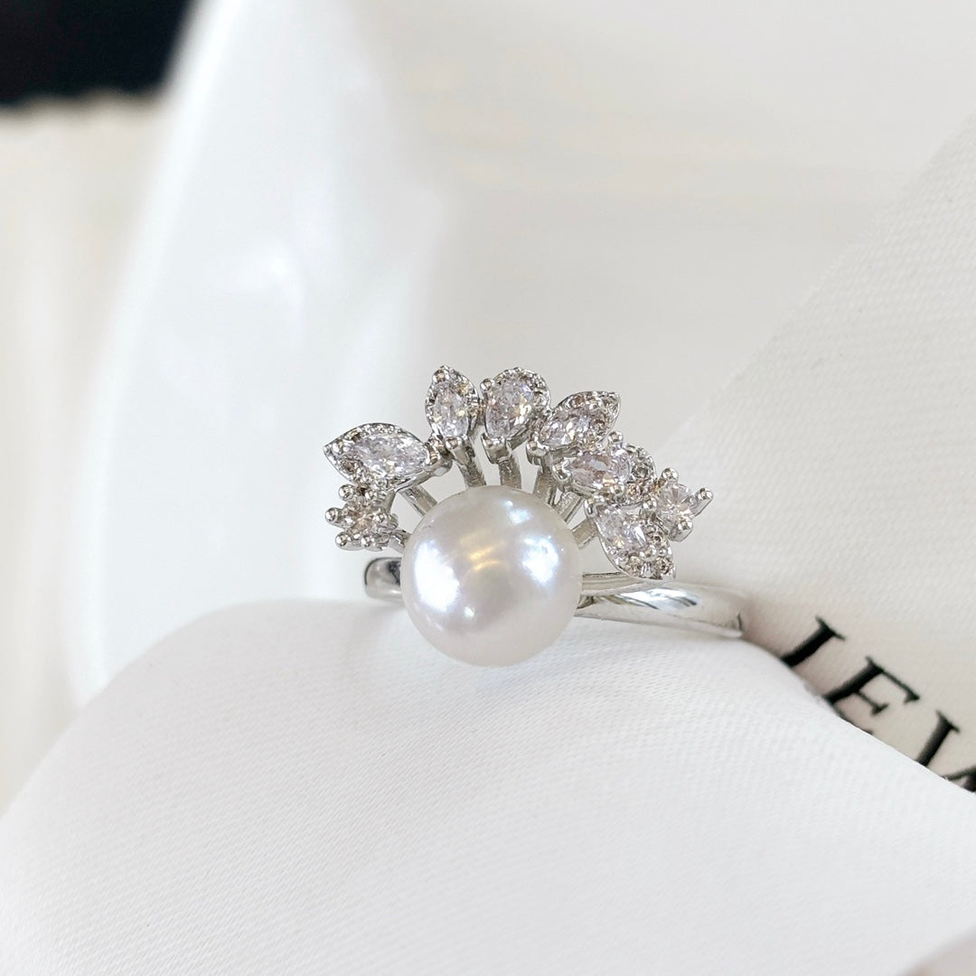 Nature's Whisper Pearl & Zirconia Ring | Adjustable Luxury for Everyday Radiance