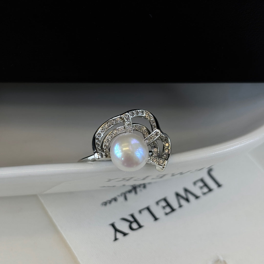 Silk Road Breeze Adjustable Pearl Ring | Natural Freshwater Pearl & Cubic Zirconia Accent
