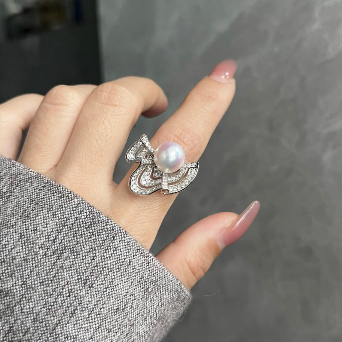 Silk Road Breeze Adjustable Pearl Ring | Natural Freshwater Pearl & Cubic Zirconia Accent