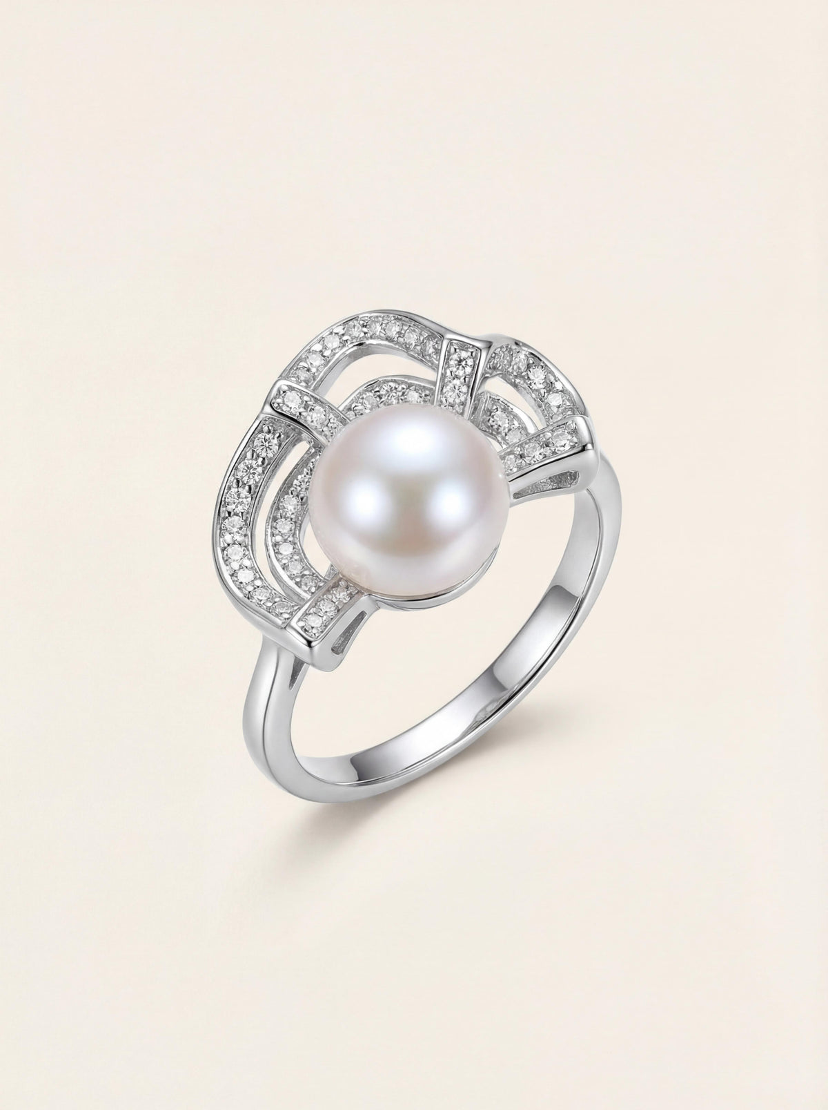 Silk Road Breeze Adjustable Pearl Ring | Natural Freshwater Pearl & Cubic Zirconia Accent
