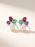 Spring Rainbow Wild Freshwater Pearl & Gemstone Earrings – Lightweight Floral Jewel