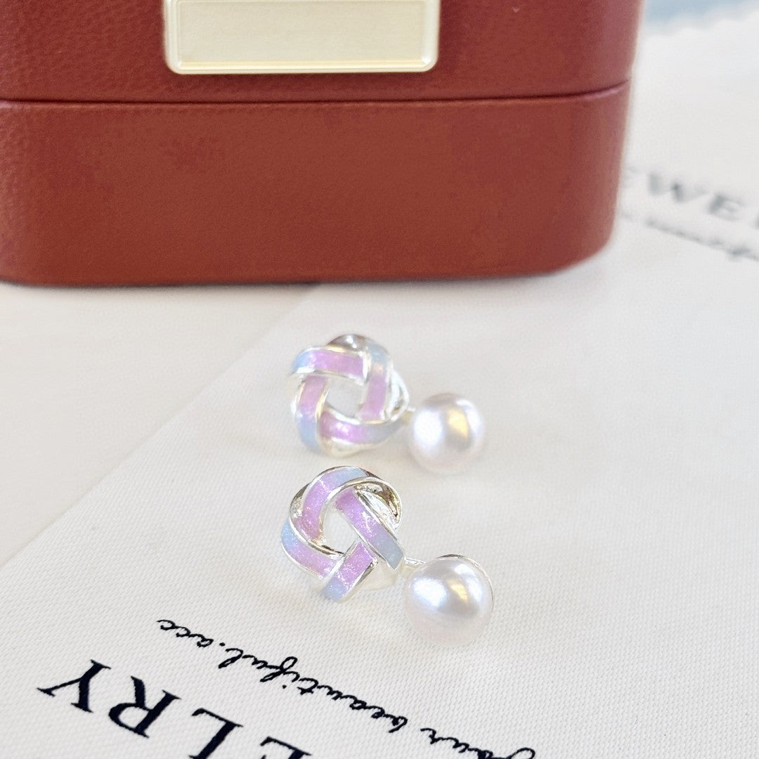 Twilight Knot Pearl Earrings