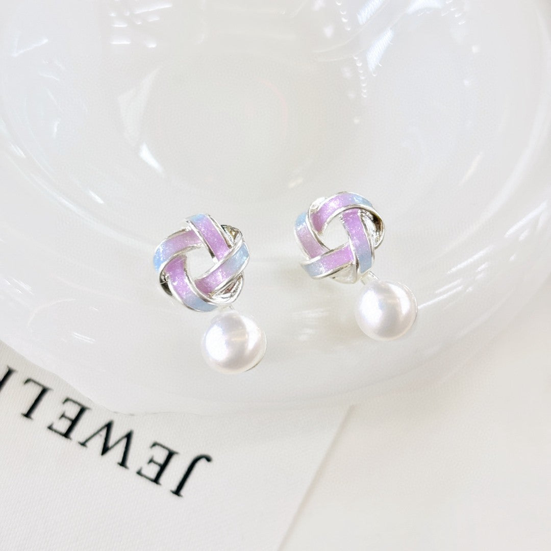 Twilight Knot Pearl Earrings