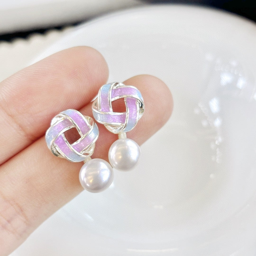 Twilight Knot Pearl Earrings