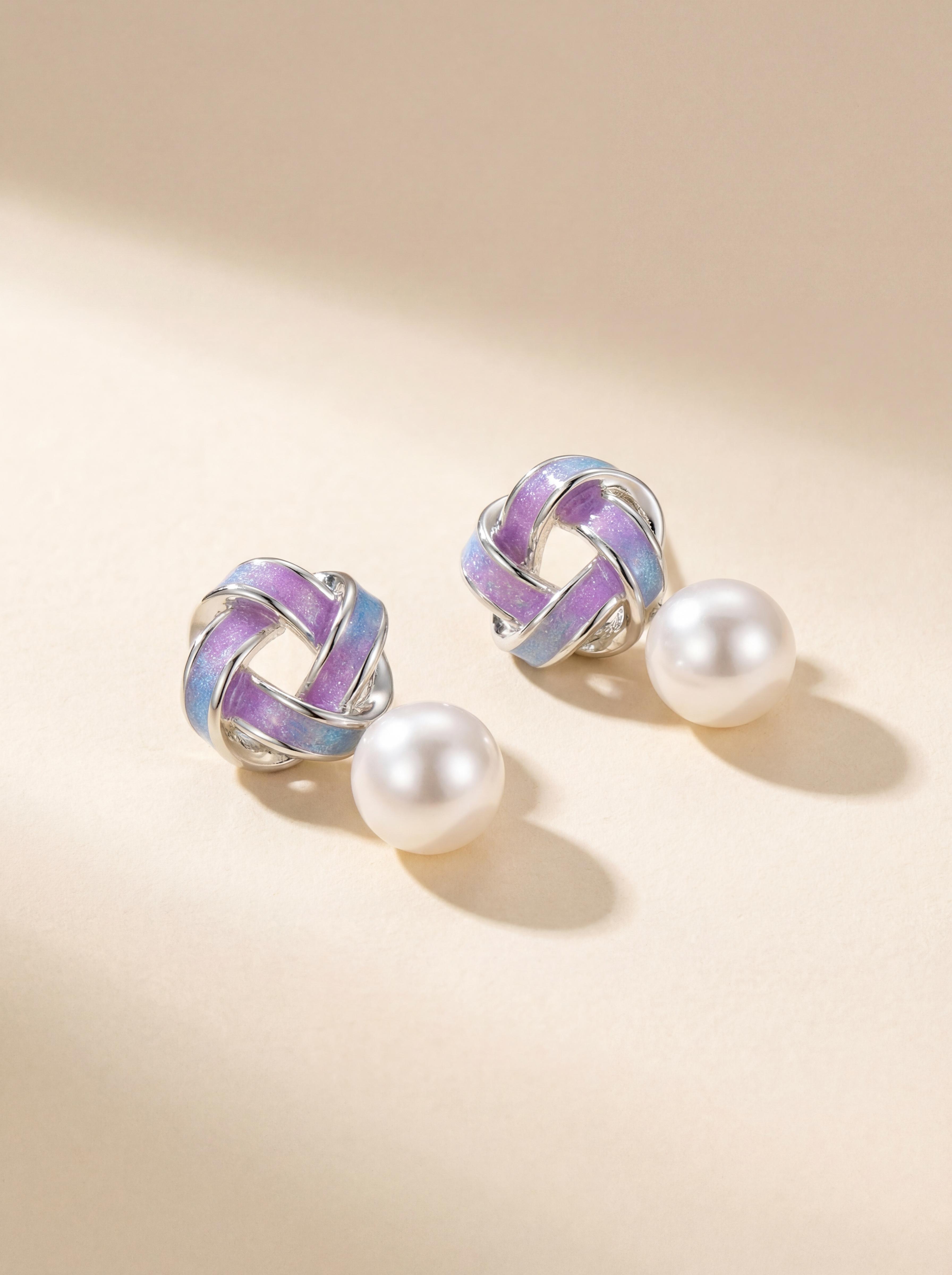 Twilight Knot Pearl Earrings