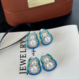 Enchanted Dewdrop Freshwater Pearl Hoop Earrings | Handcrafted Gradient Enamel Art