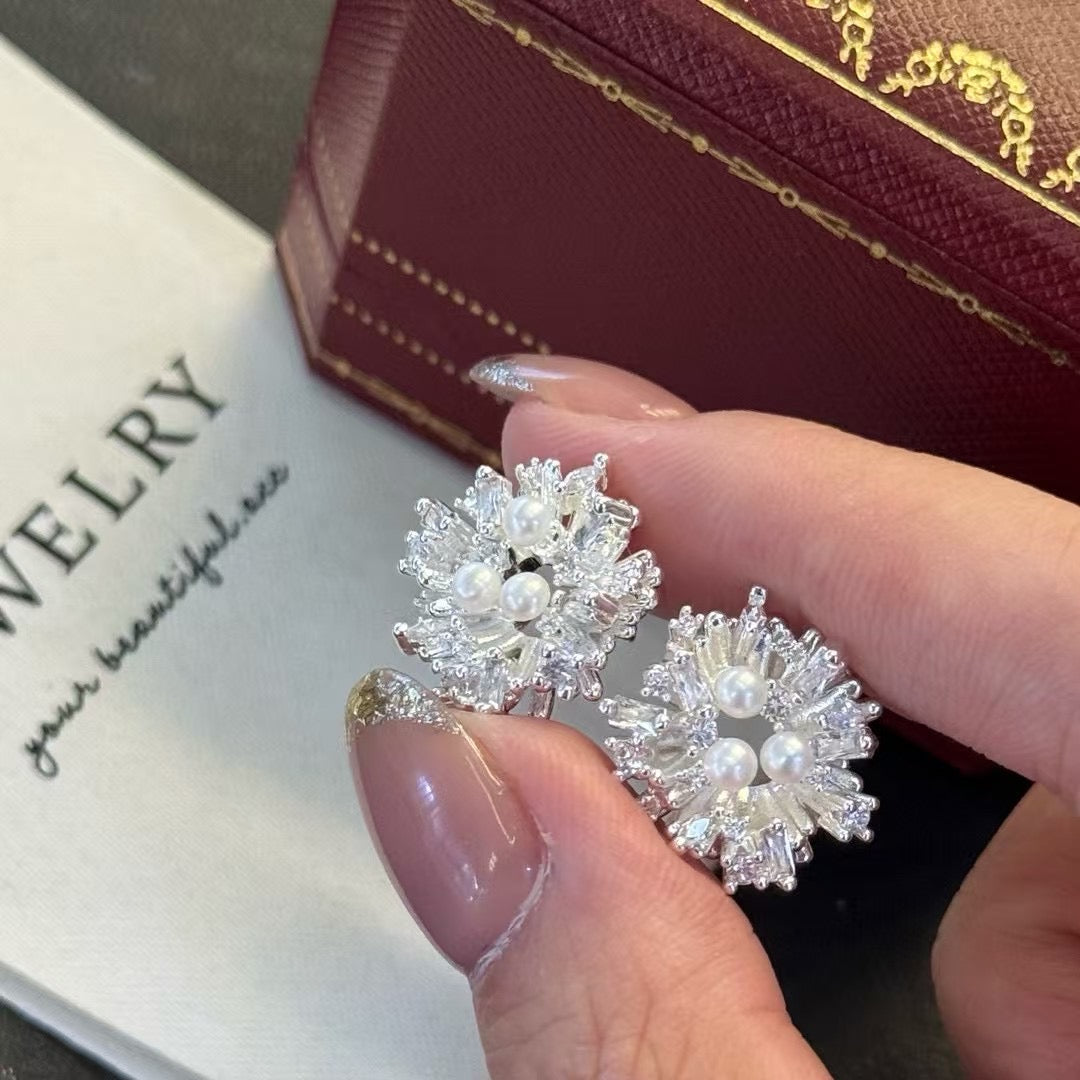White Garden: Wild Freshwater Pearl & Crystal Earrings