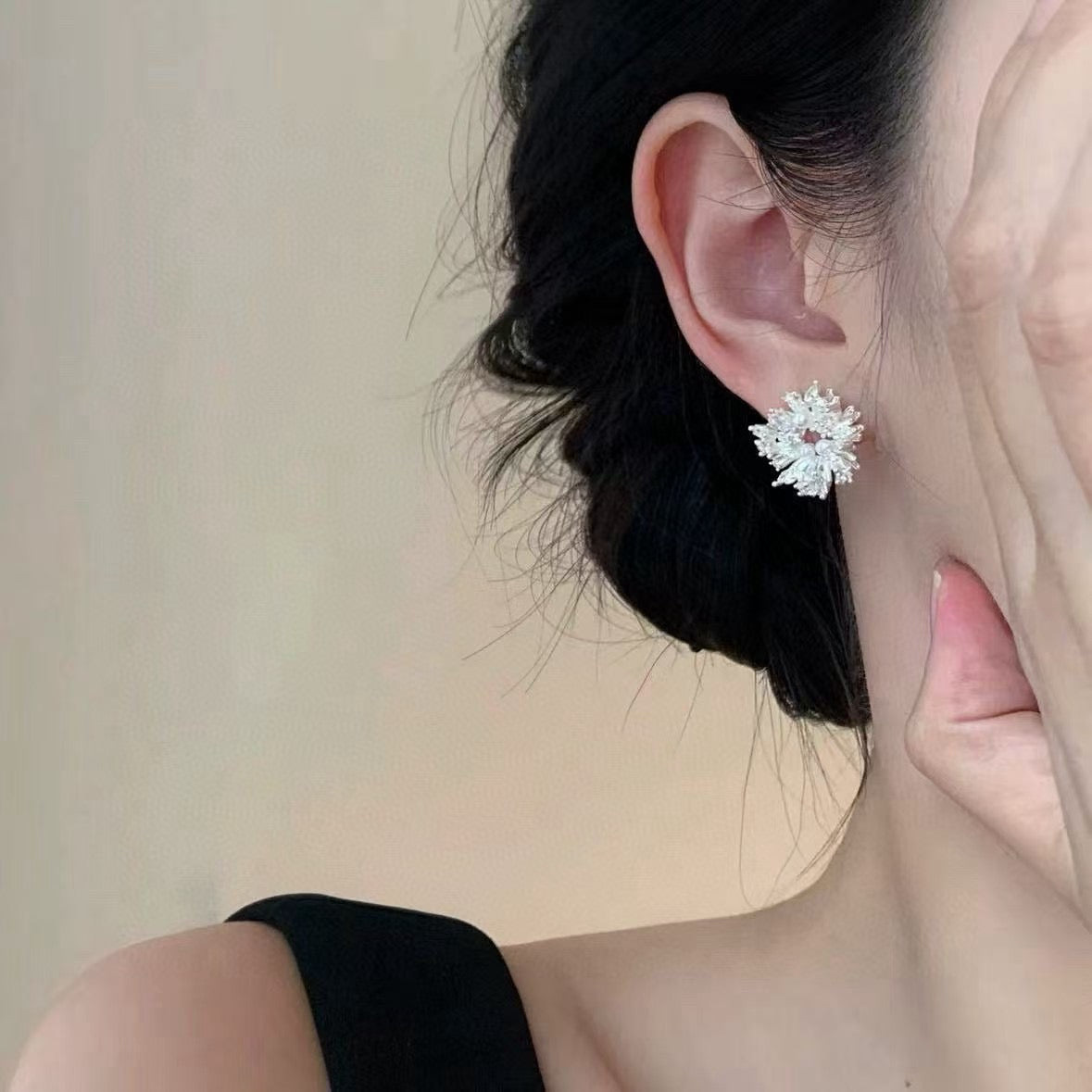 White Garden: Wild Freshwater Pearl & Crystal Earrings