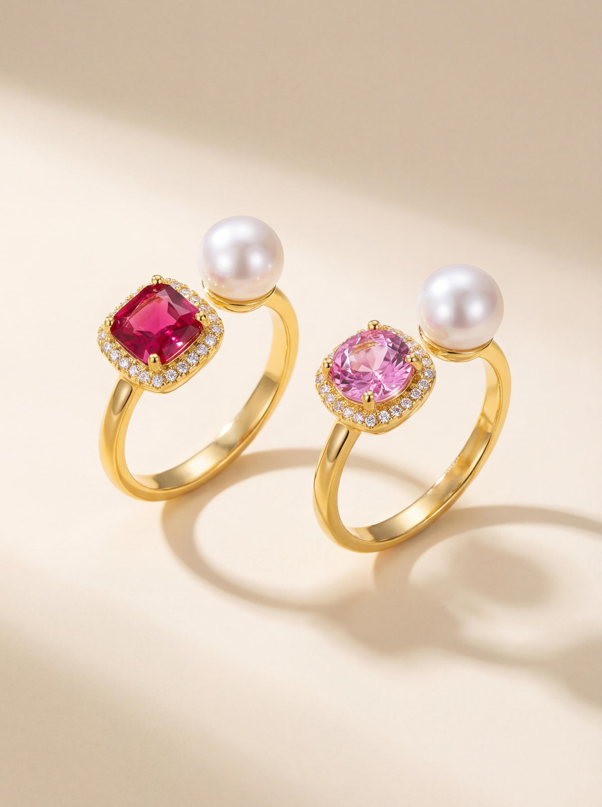 Pearl Reverie Sunset Reflection Ring - Wild Pearl & Ruby Doublet