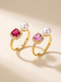 Pearl Reverie Sunset Reflection Ring - Wild Pearl & Ruby Doublet