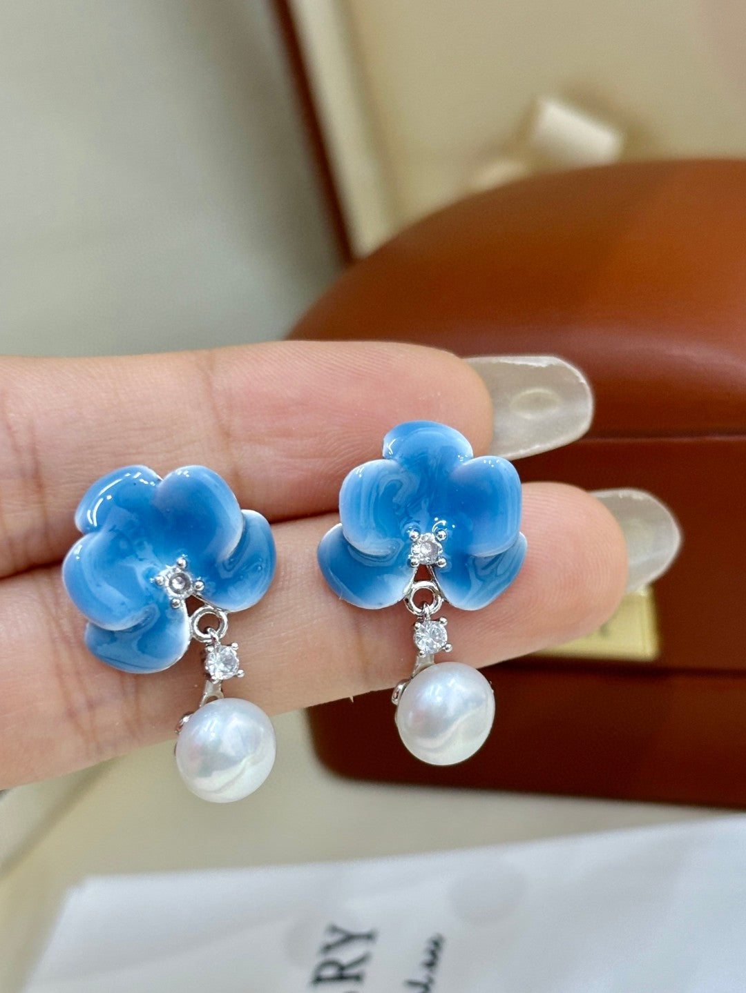 Blue Frost Pearl Earrings