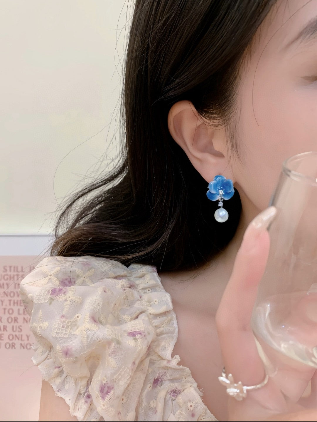 Blue Frost Pearl Earrings