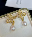 Butterfly Kisses Rose Gold Pearl Earrings