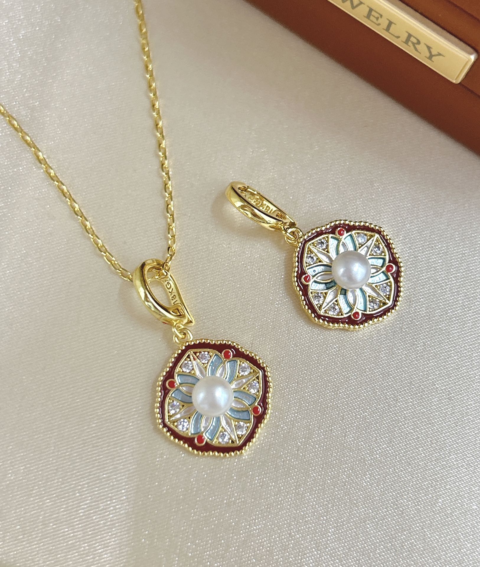 Dunhuang Zhaoyang Enamel Pearl Sunflower Pendant Necklace | Wear Millennium Heritage
