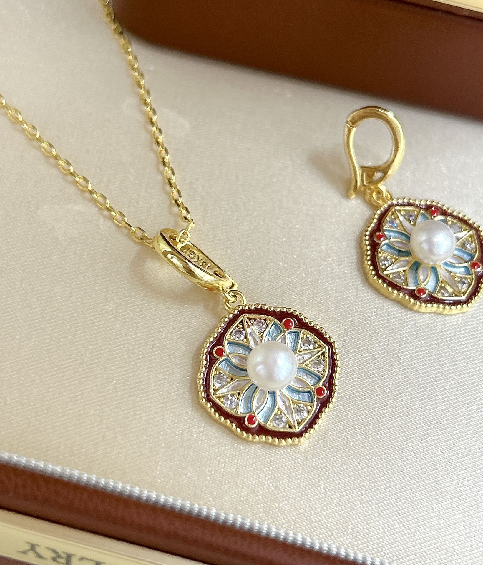 Dunhuang Zhaoyang Enamel Pearl Sunflower Pendant Necklace | Wear Millennium Heritage