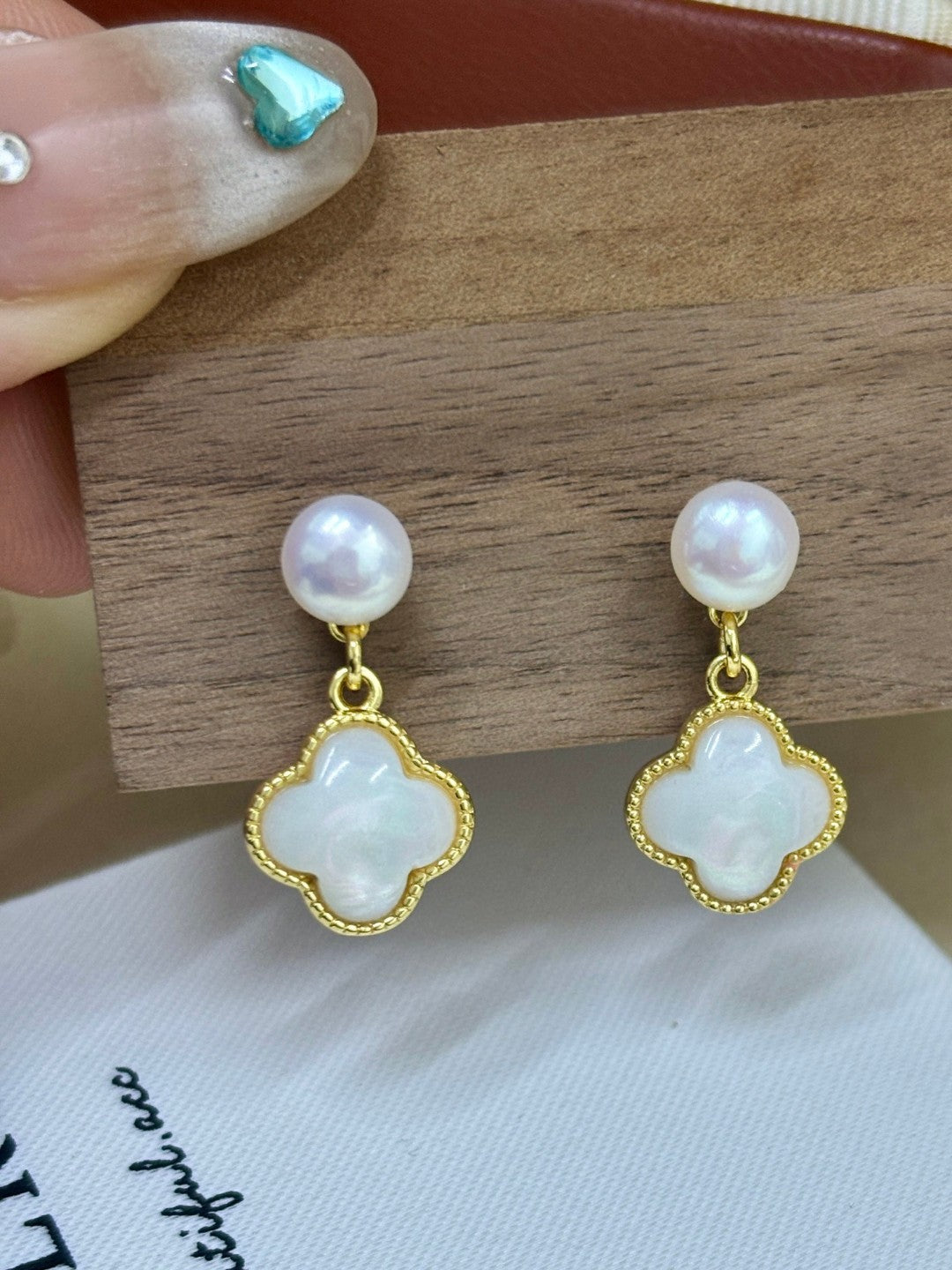 Lucky Star French-Inspired Four-Leaf Clover Pearl Earrings