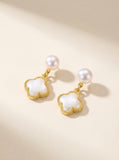 Lucky Star French-Inspired Four-Leaf Clover Pearl Earrings