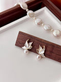 Butterfly Kiss Freshwater Pearl Earrings: Lightweight Floral Elegance