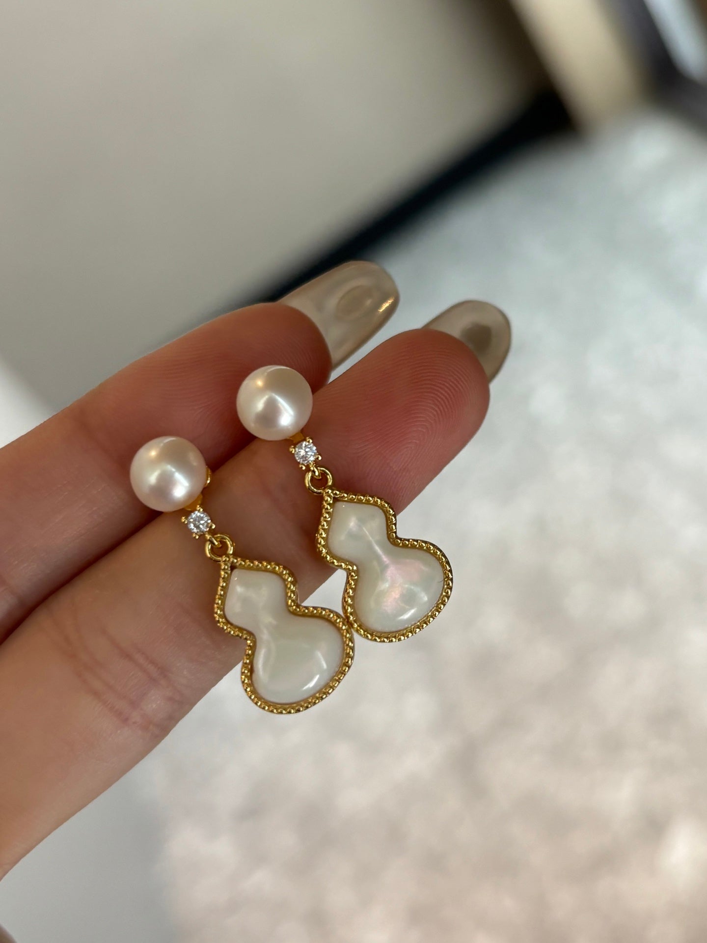 Gourd Pearl Earrings | Serene Harmony | New Chinese Style with Genuine Freshwater Pearl
