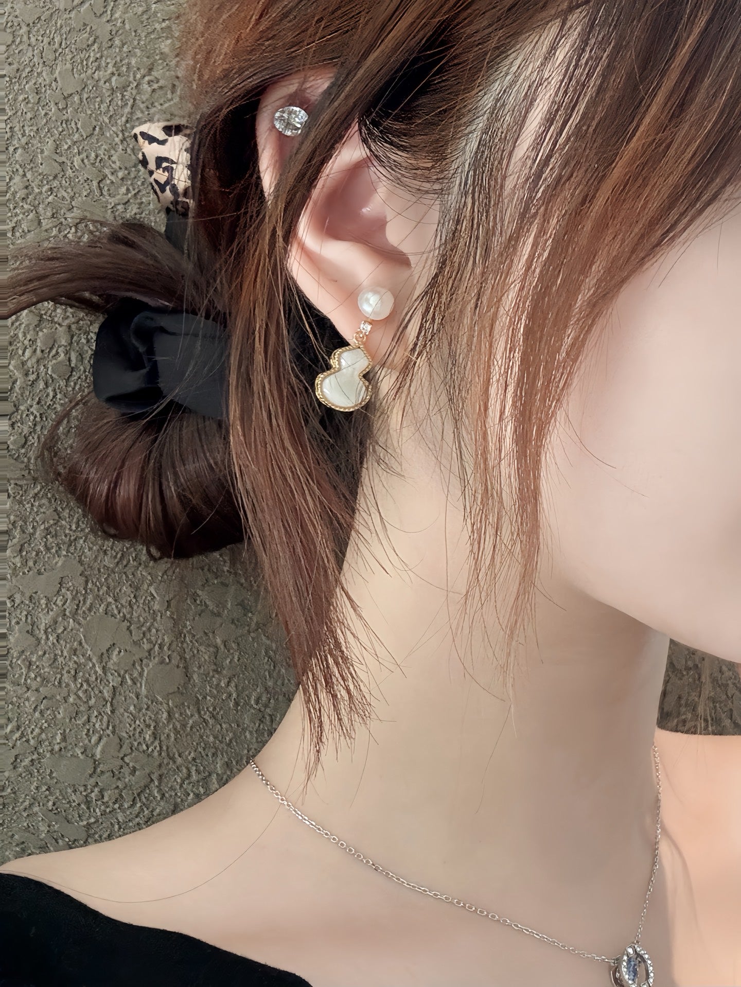 Gourd Pearl Earrings | Serene Harmony | New Chinese Style with Genuine Freshwater Pearl