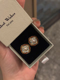Vintage Royal Monet Enamel Pearl Earrings: Wild Cultured Pearl & Silver Statement Jewelry