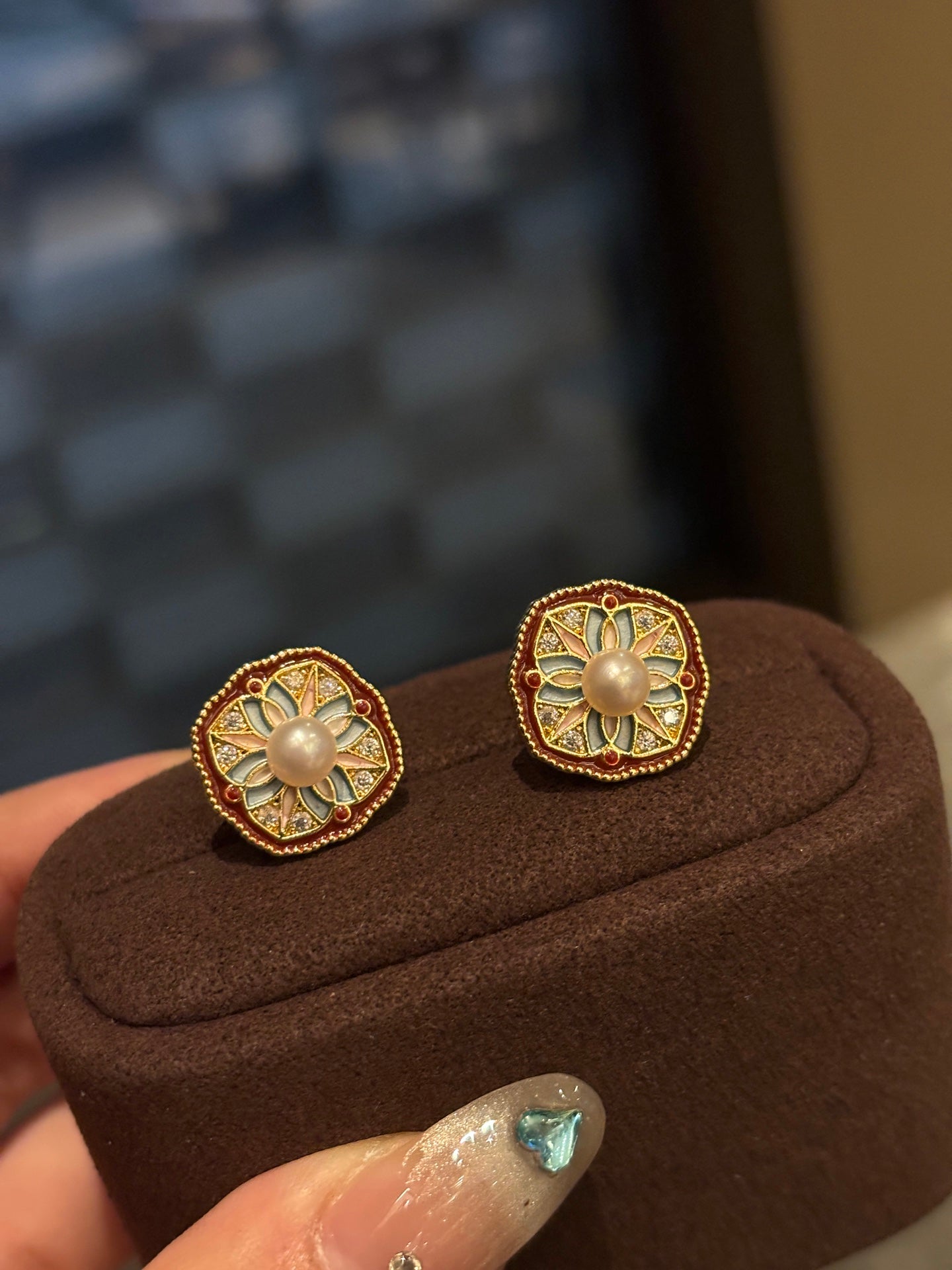 Vintage Royal Monet Enamel Pearl Earrings: Wild Cultured Pearl & Silver Statement Jewelry