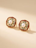 Vintage Royal Monet Enamel Pearl Earrings: Wild Cultured Pearl & Silver Statement Jewelry