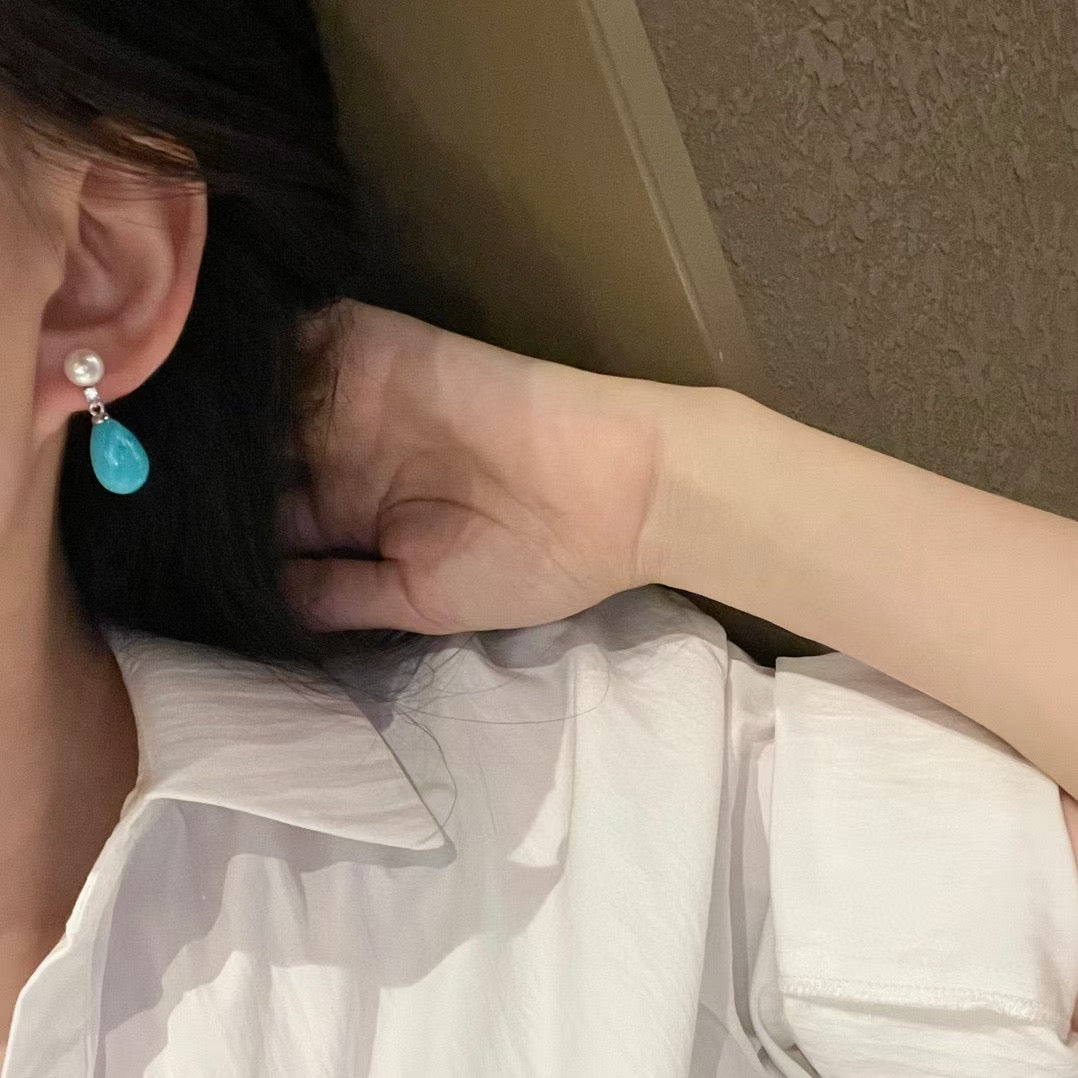 Teardrop Turquoise & Pearl Earrings | Ocean-Infused Elegance for Everyday Wear