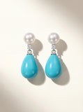 Teardrop Turquoise & Pearl Earrings | Ocean-Infused Elegance for Everyday Wear