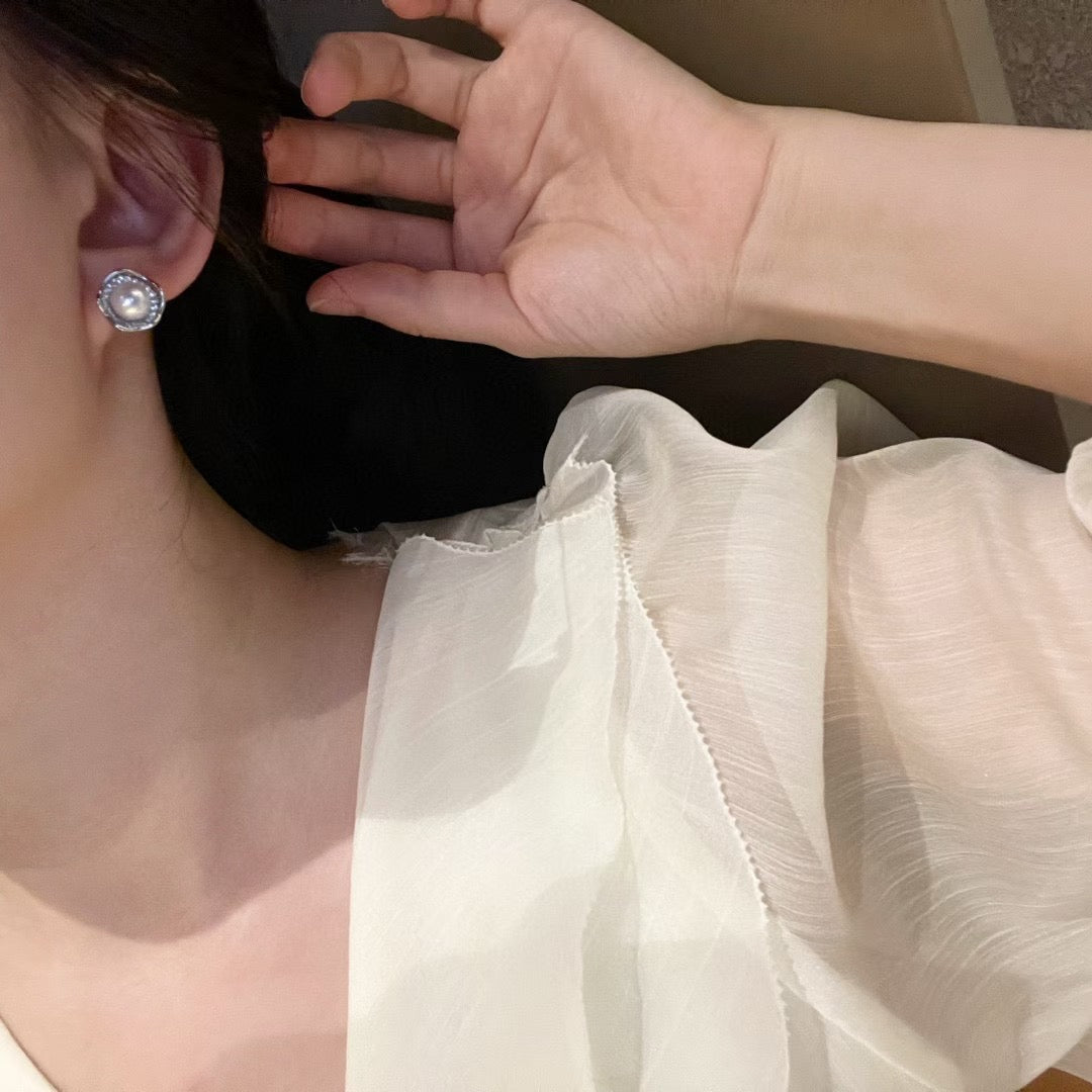 Luna Frost Pearl Earrings | Handcrafted Modern Elegance For Everyday