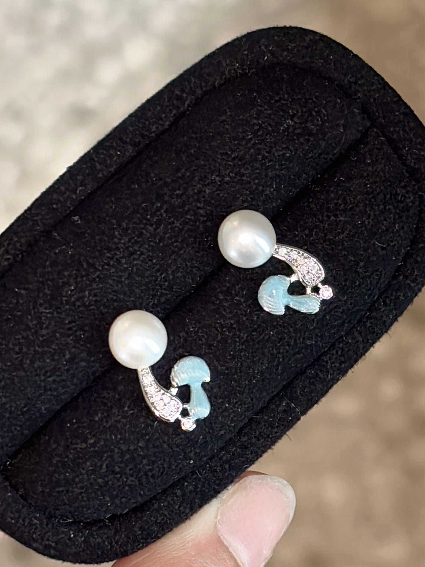Lunaire Wild Freshwater Pearl Mushroom Stud Earrings