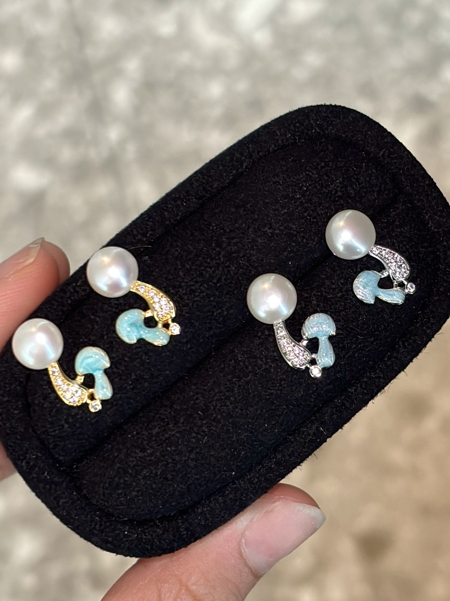 Lunaire Wild Freshwater Pearl Mushroom Stud Earrings