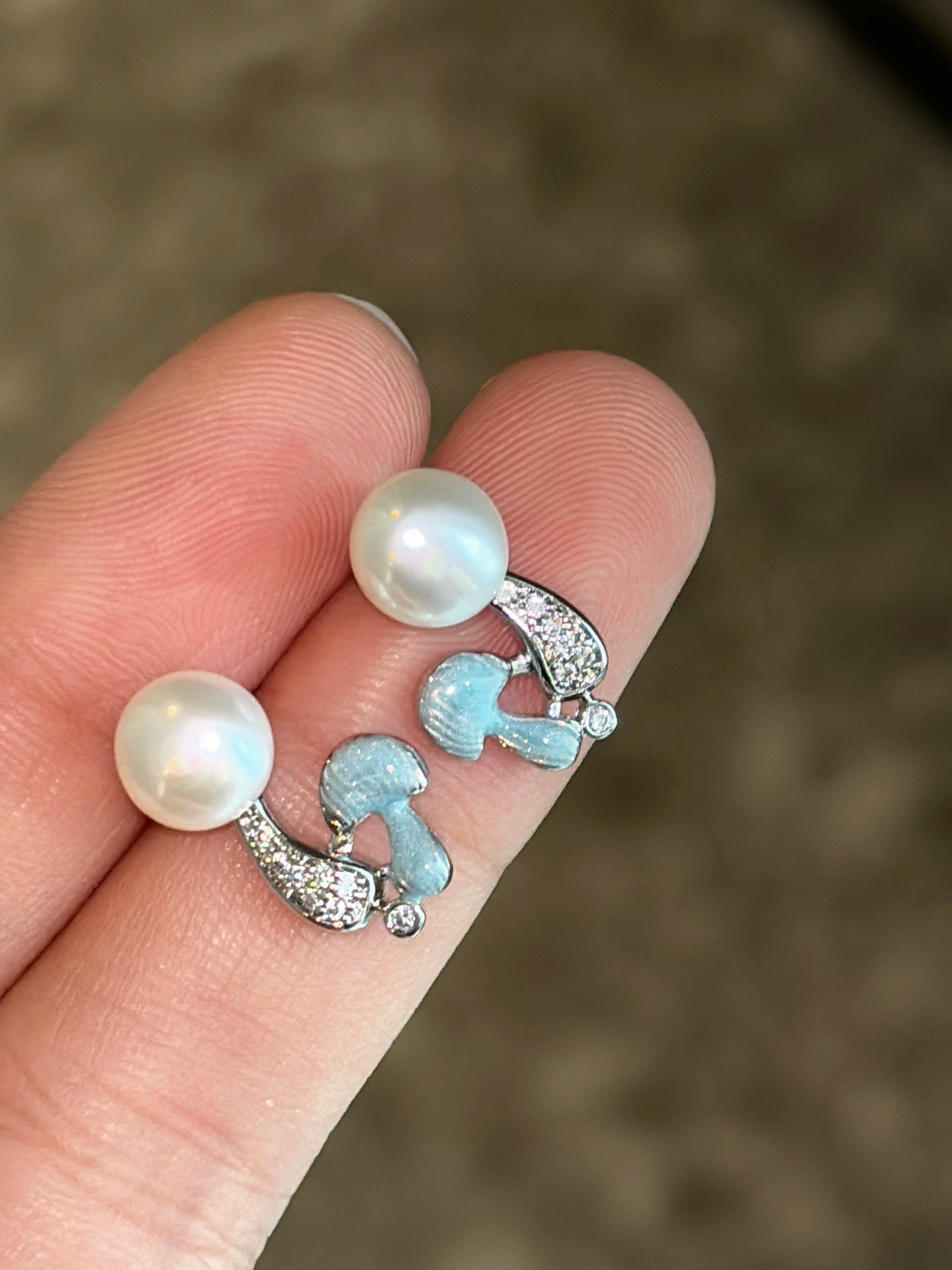 Lunaire Wild Freshwater Pearl Mushroom Stud Earrings