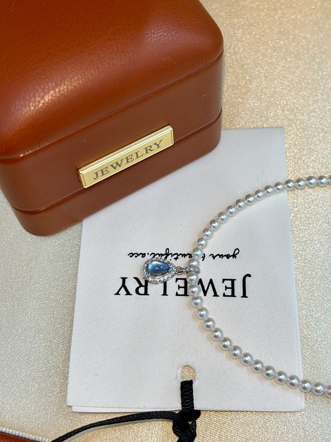 Ocean Whisper Double-Layer Freshwater Pearl Necklace with Aquamarine Charm