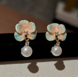 Wild Orchid Freshwater Pearl Drop Earrings