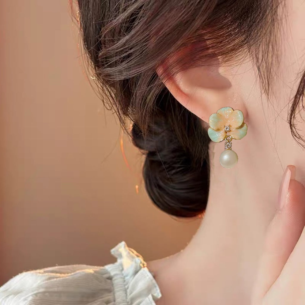 Wild Orchid Freshwater Pearl Drop Earrings