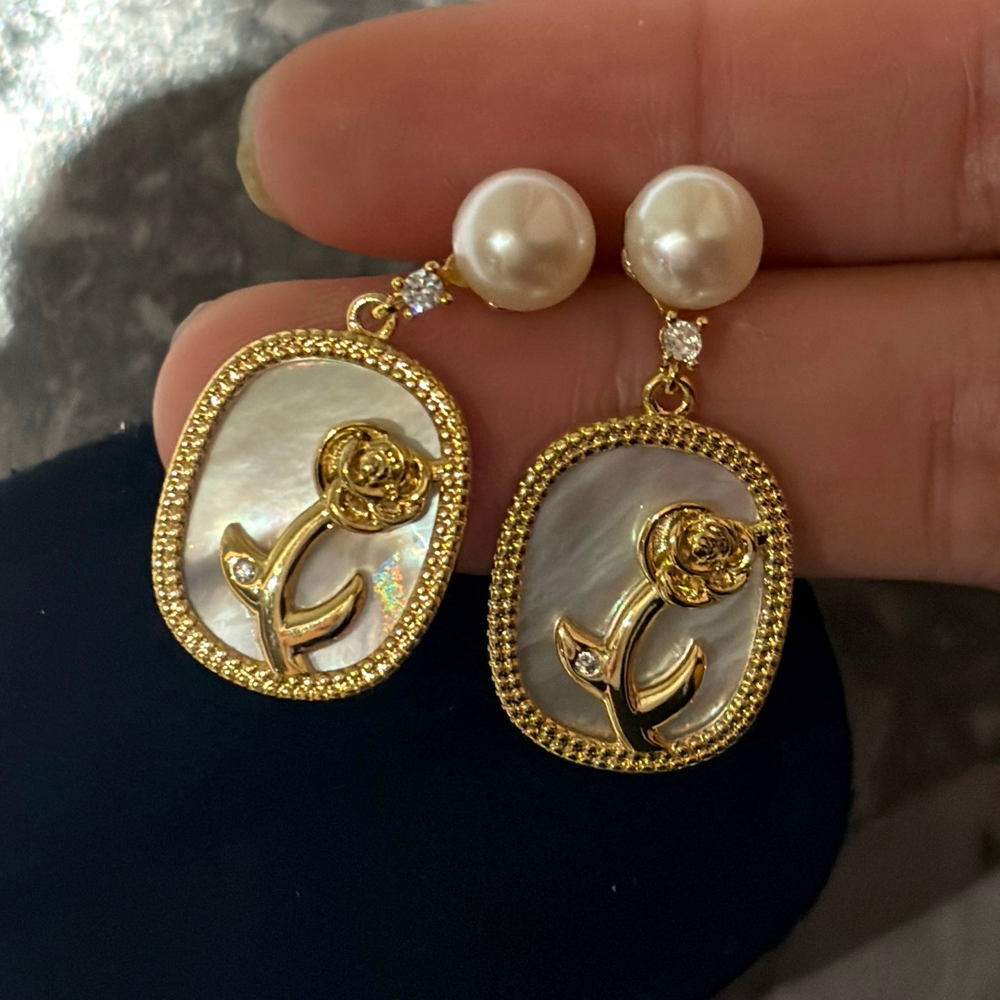 Wild Freshwater Pearl & Rose Mabe Shell Earrings | Victorian-Inspired All-Day Elegance