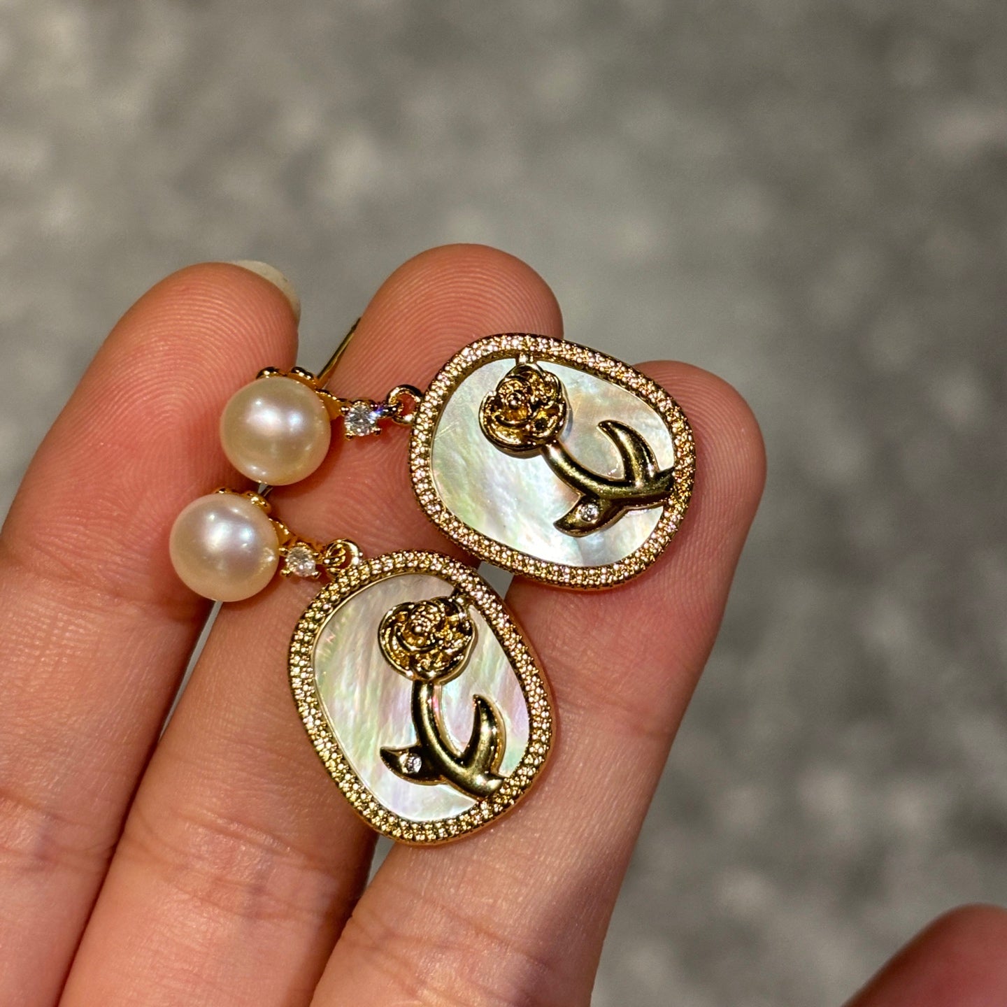 Wild Freshwater Pearl & Rose Mabe Shell Earrings | Victorian-Inspired All-Day Elegance
