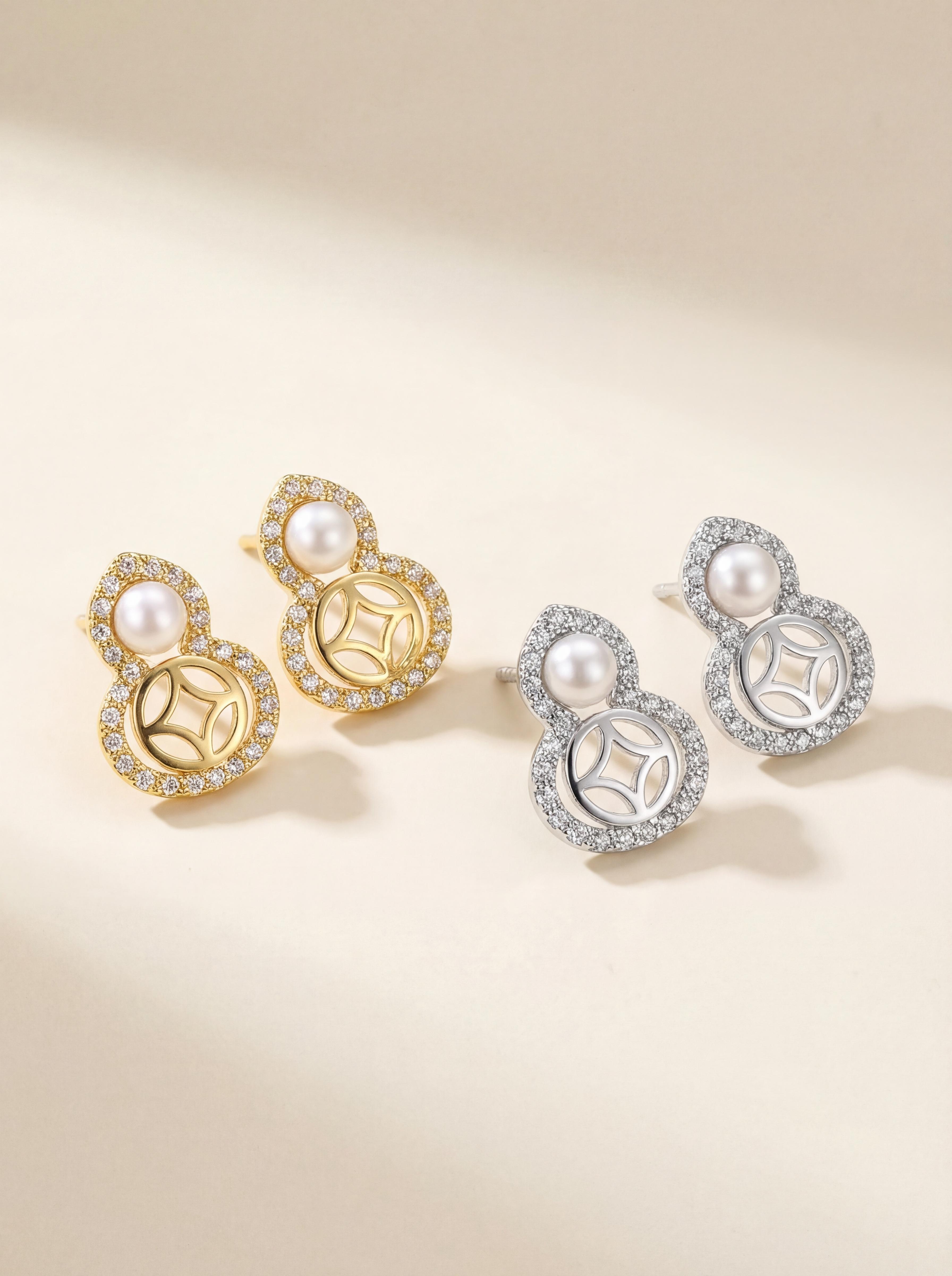 Double Hoops Freshwater Pearl Earrings