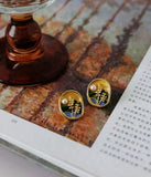 Hand-Painted Enamel Wild Freshwater Pearl Earrings - Impressionist Art Inspired