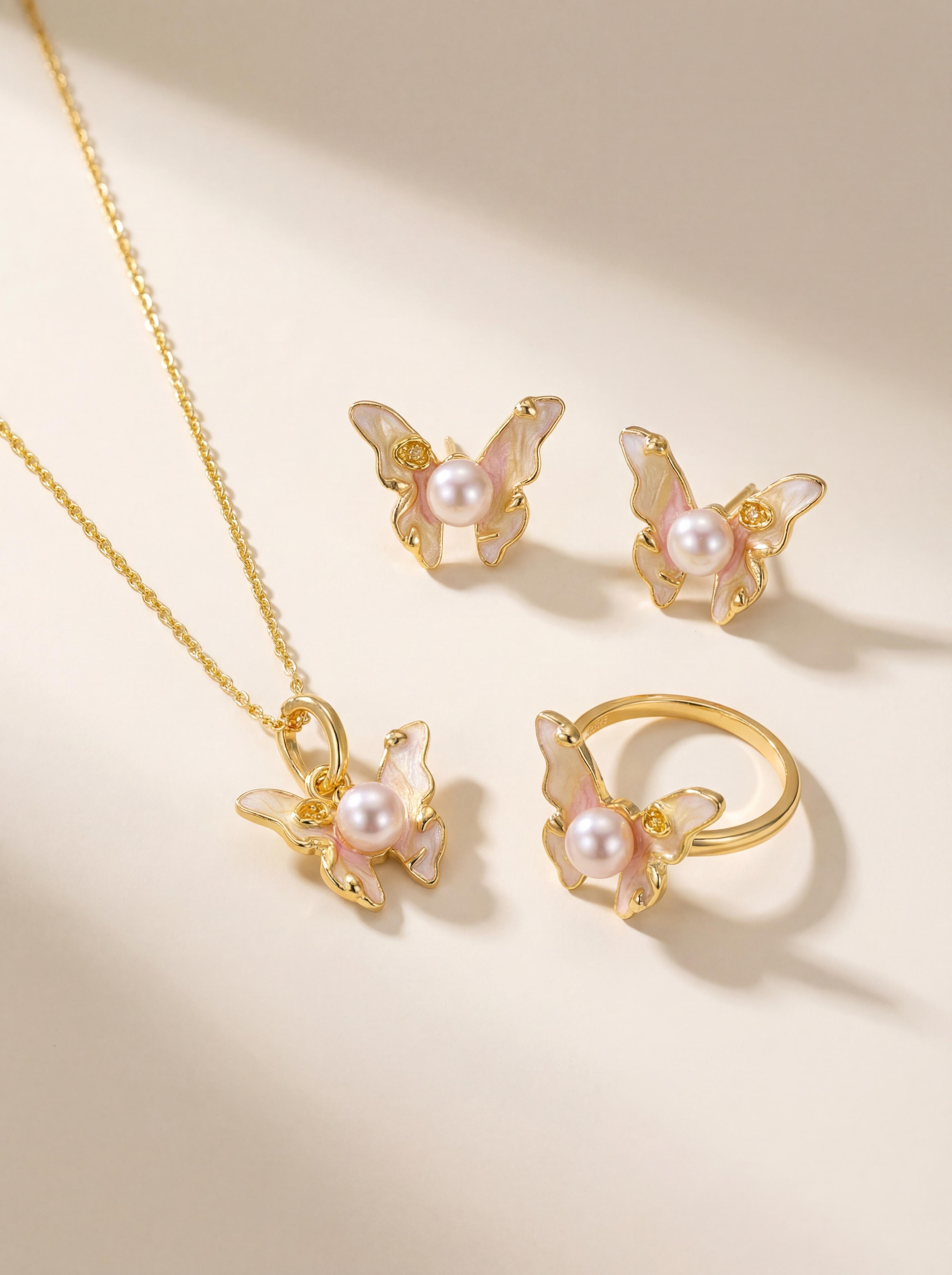 Dancing Light Butterfly Pearl Trio Set