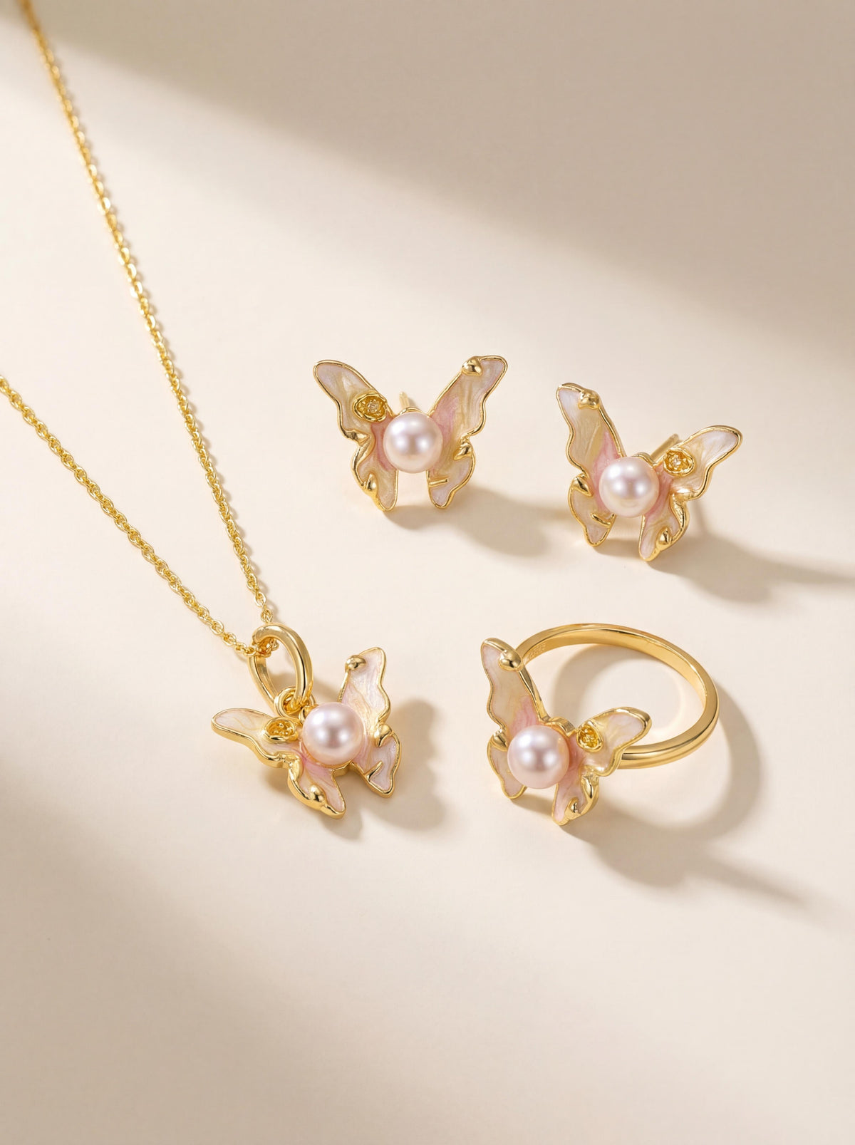 Dancing Light Butterfly Pearl Trio Set