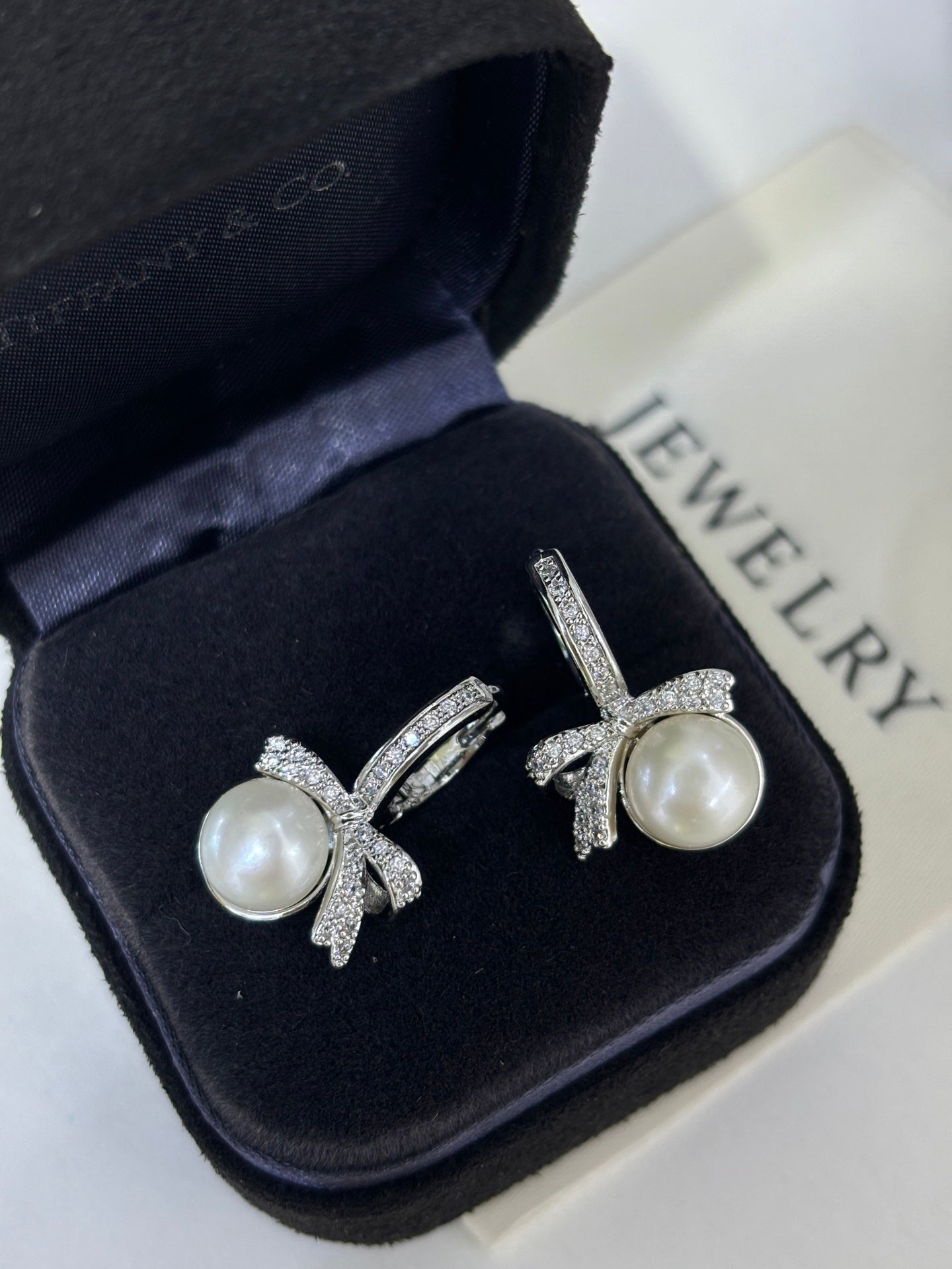 Wild Freshwater Pearl Bow Stud Earrings - Sparkling Tie Design