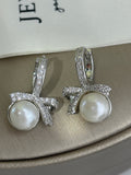 Wild Freshwater Pearl Bow Stud Earrings - Sparkling Tie Design