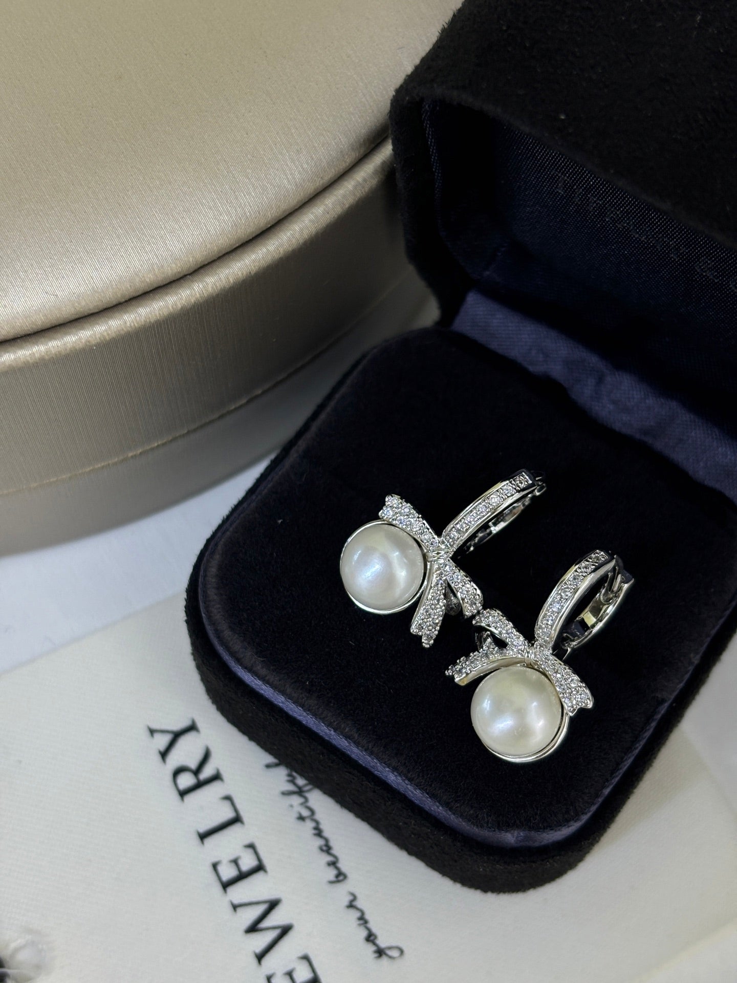 Wild Freshwater Pearl Bow Stud Earrings - Sparkling Tie Design