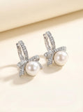 Wild Freshwater Pearl Bow Stud Earrings - Sparkling Tie Design